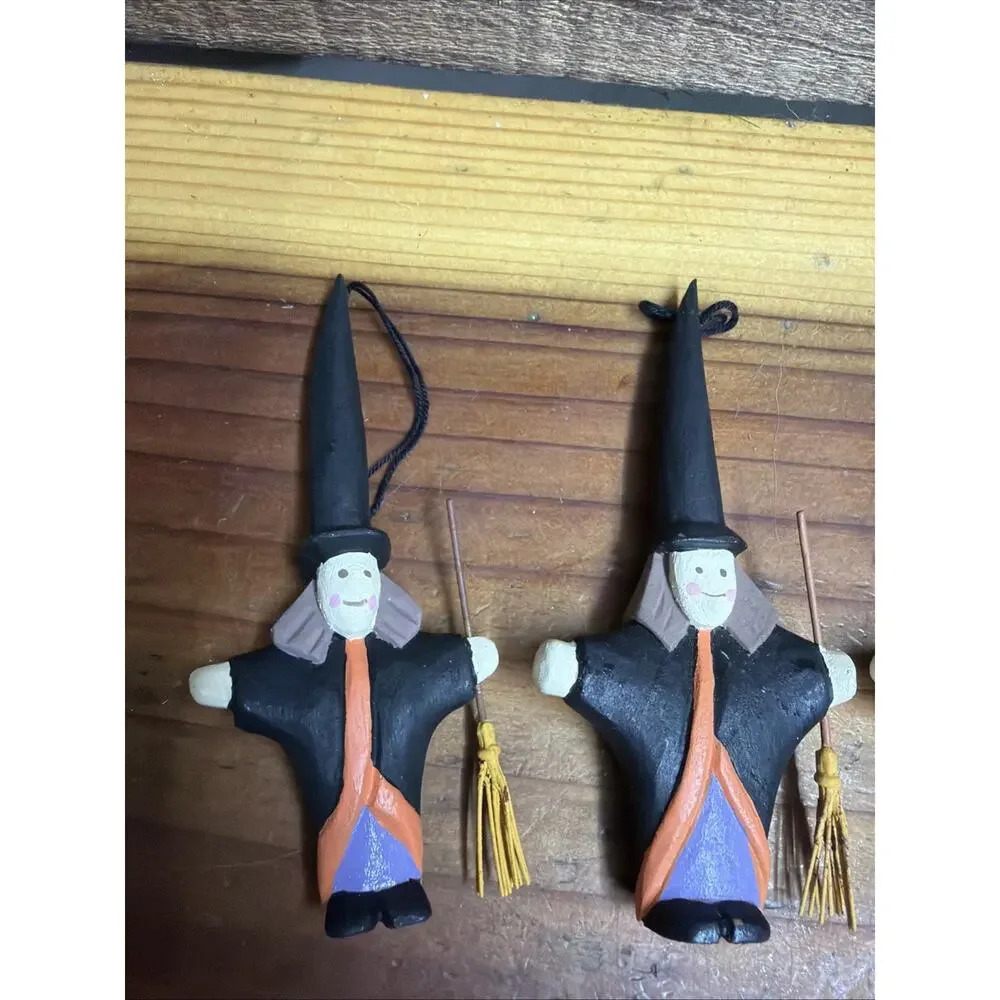 Midwest Canyon Falls folk art witch broom Halloween ornaments Set Of 3